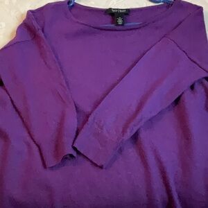 White House Black Market Purple Crew Neck Sweater 100 % Wool